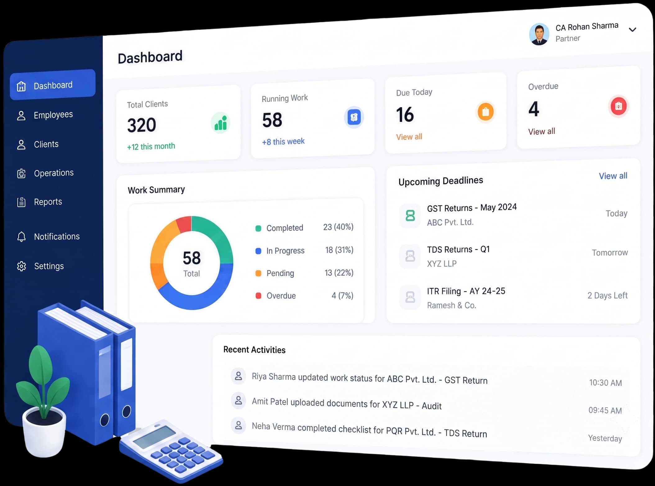 CA Team Dashboard — manage clients, tasks and compliance in one place